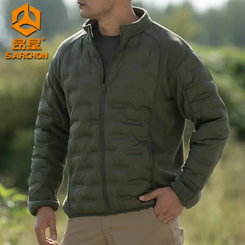 Giacca invernale in pile tattico da uomo Multi-tasche Cappotto sportivo caldo antivento Abbigliamento in pile di cotone Giacca riscaldante per escursionismo all'aperto