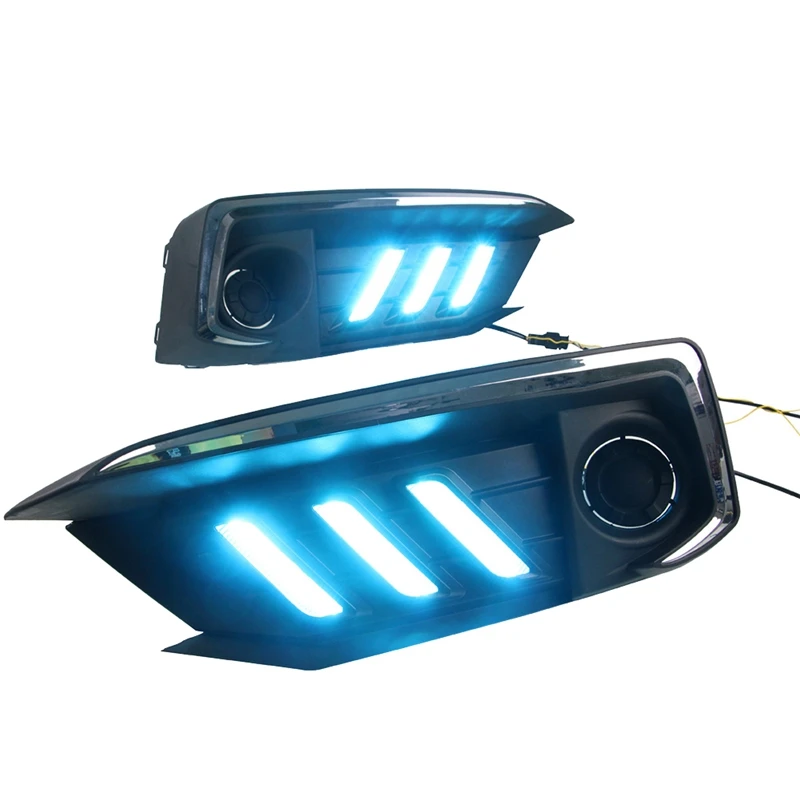 Daytime Running Light Bumper Fog Lamp LED Car Daytime Running Light Tri-Color For Honda Civic 2019