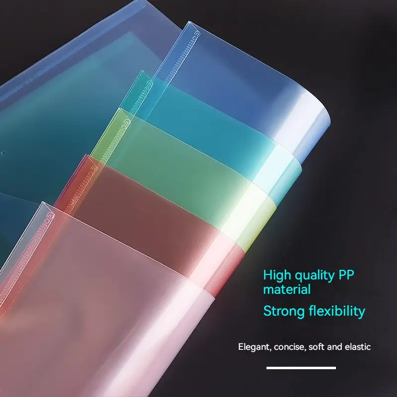 A4 Folders File Bag Transparent Solid Color Student Use Label Classification Test Paper Bag Storage Bag Office Stationery 50pcs