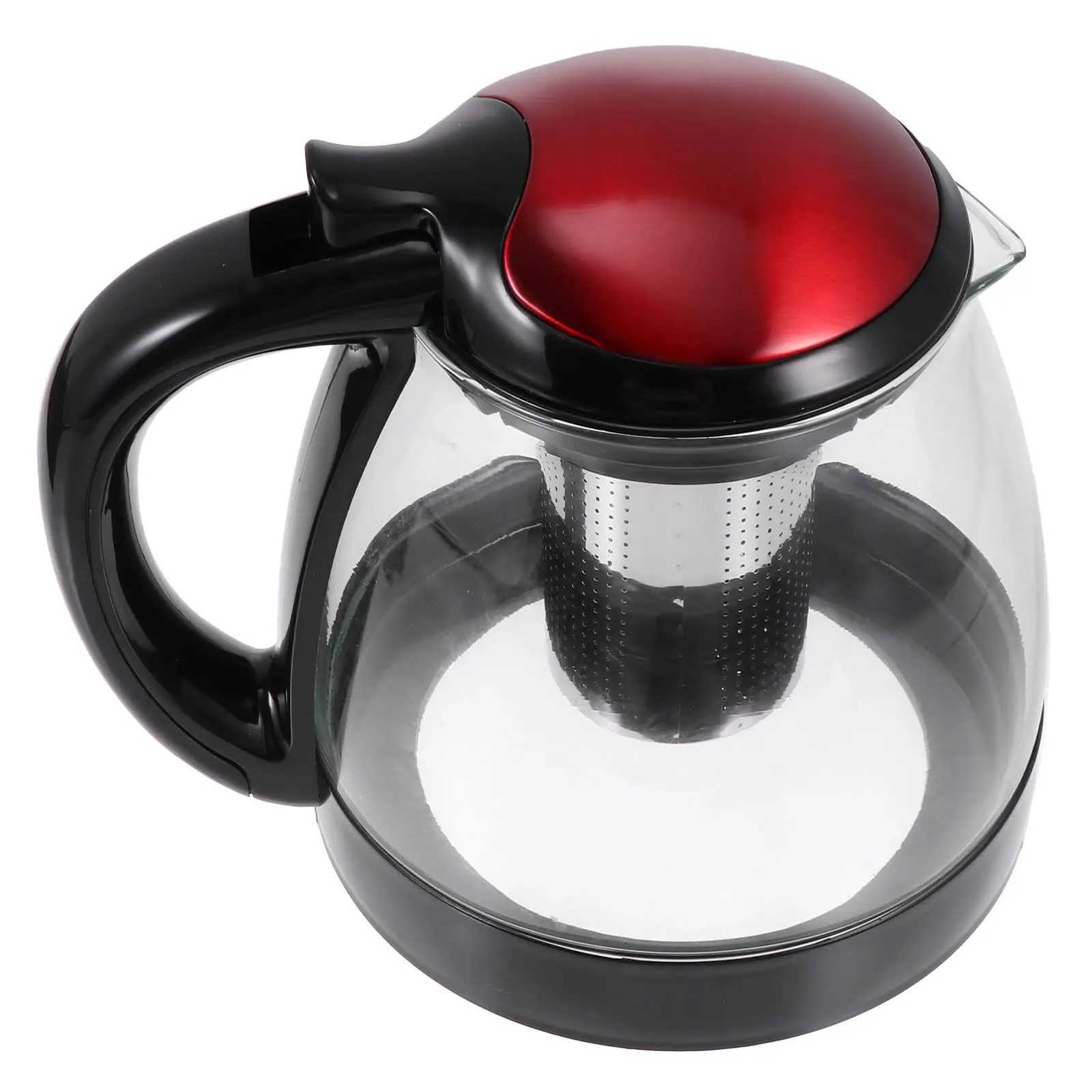 

1Pcs Heat-Resistant Teapot Red Household Tea Pot Ergonomic Handle Home Office Use Heat-Resistant Teapot