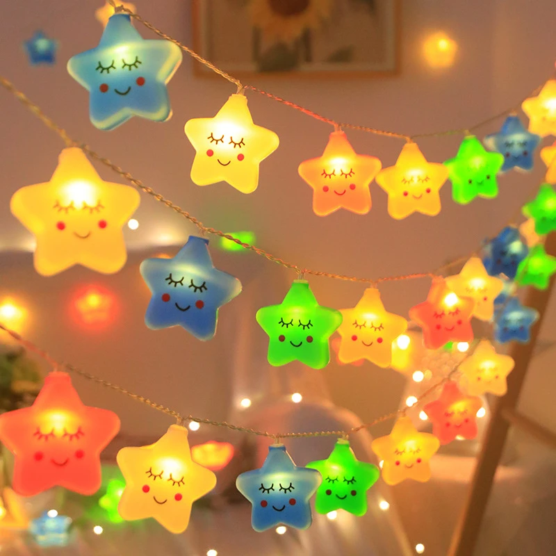 New LED Colorful Star Rainbow Cloud String Lights Decorative Lamp Tent Hanging Lamp Atmosphere Lamp Christmas Decorative