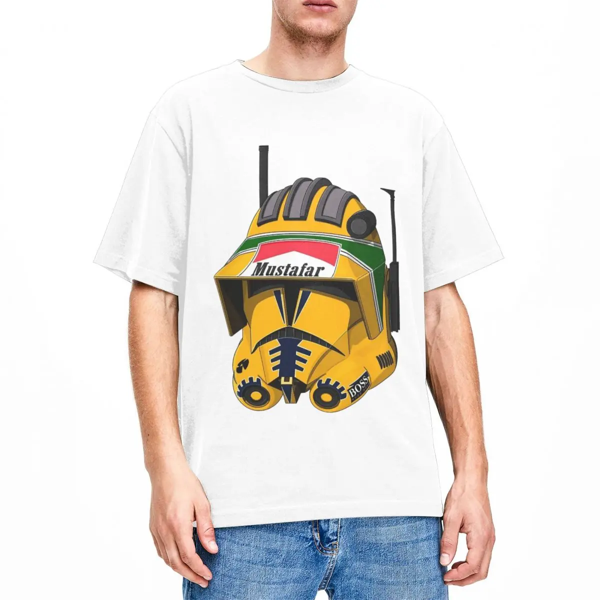 Aryton Senna Helmet Shirt Merchandise Men Women Pure Cotton Vintage T-shirt Short Sleeve Clothing Printed