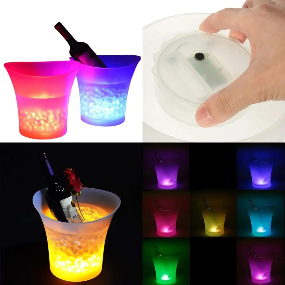 

Набор из 2-х светодиодных ведер для льда объемом 5 л, с изменяющейся подсветкой, для вечеринок и домашнего использования, водонепроницаемый охладитель для шампанского (2 штуки, Batte)