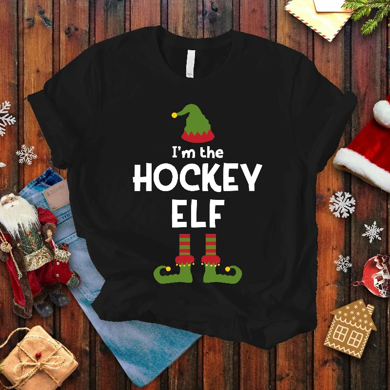 Camiseta de elfo de hóquei para ele e ela, Algodão pesado, Humor, Gelo, Natal, Jogador, Amante