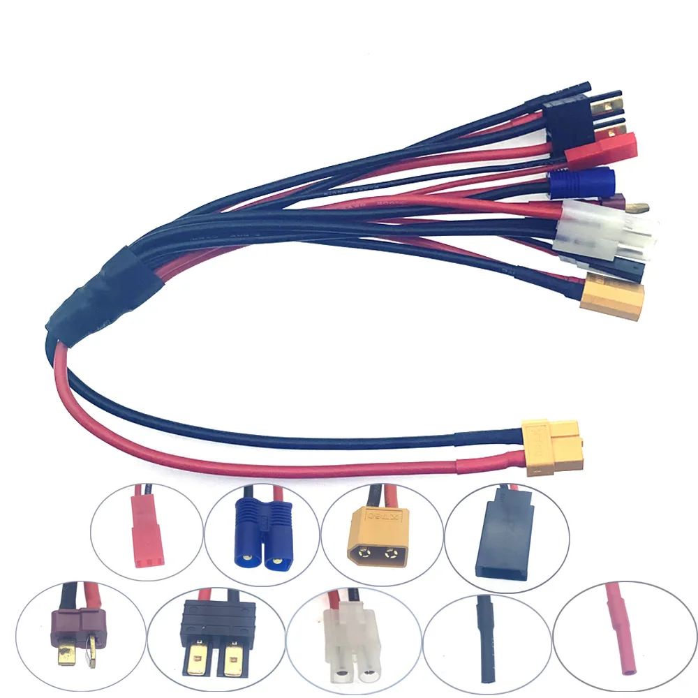 XT60 One Drag Eight Combination B6 JST XT JR MRX EC3 Plug RC Lipo Battery Adapter Connector Splitter Conversion Cable