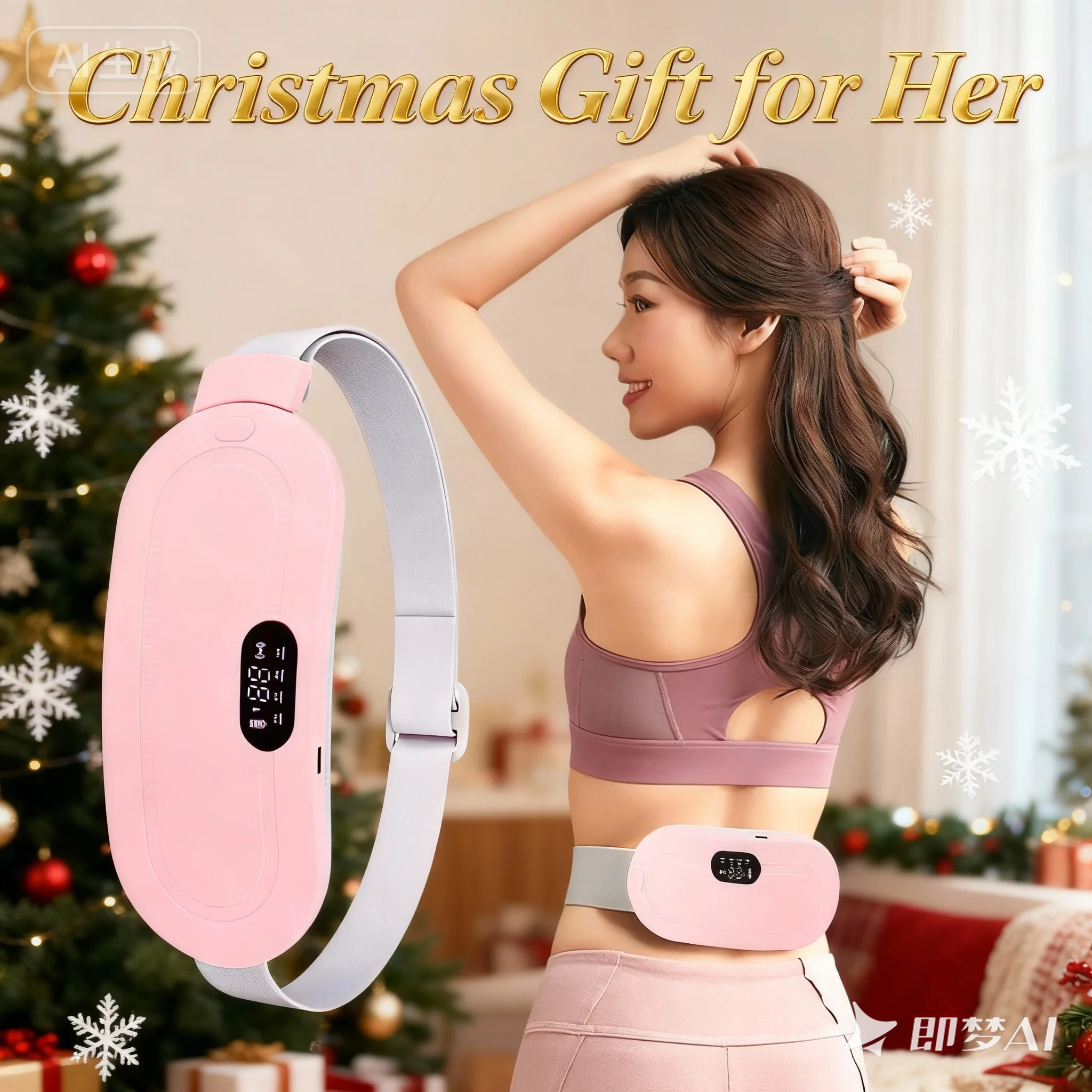 

Christmas gift menstrual period heating pad, portable wireless heating pad, 3 temperature settings & 4 vibration massage modes,