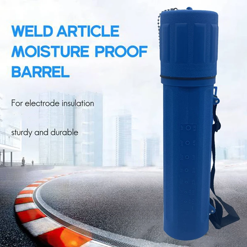 Blue 10LB Guard Welding Weld Electrode Rod Storage Tube Container Hold Cannister With Straps And Chain Easy Install