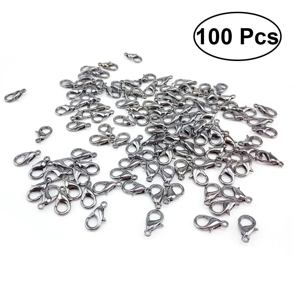 

100pcs 7x12mm Curved Lobster Clasps Lobster Claw Clasps DIY Jewelry Fastener Hook Necklace DIY Fasteners (White)