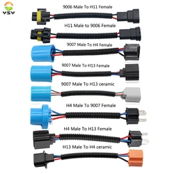 헤드라이트 안개등용 소켓 어댑터 커넥터, 암수 변환 와이어링 하네스, 9005/9006 9007 H4 H11 H13, 1 개