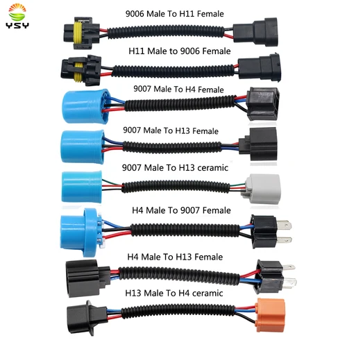 1 Uds 9005/9006 9007 H4 H11 H13 conector adaptador de enchufe de arnés de cableado de conversión macho a hembra para faros antiniebla