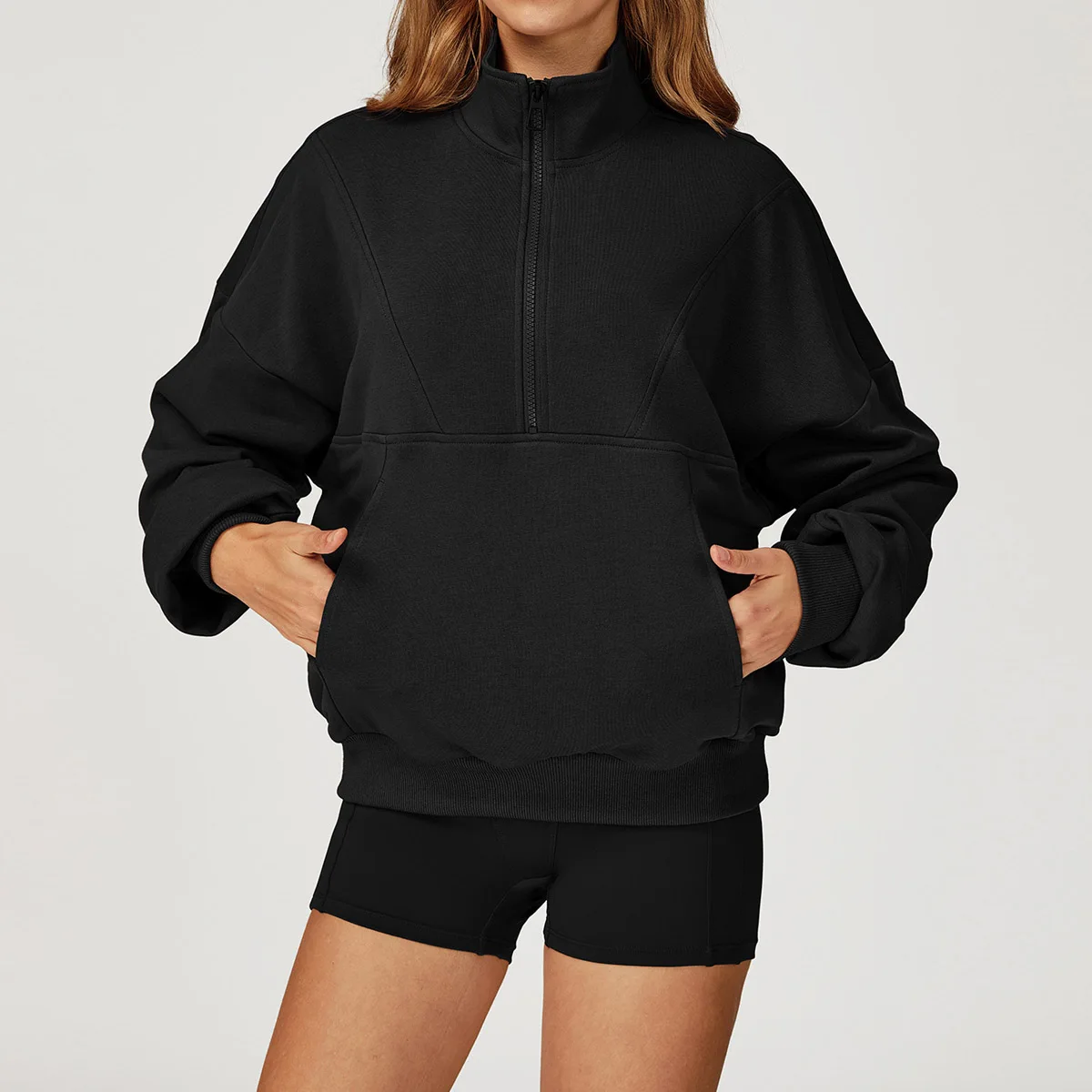 

Winter Women Pullover Sweaters Casual Sweatshirt Zipper Hoodies Windproof and Warm Loose Outdoor Running Shoulder Sportswear