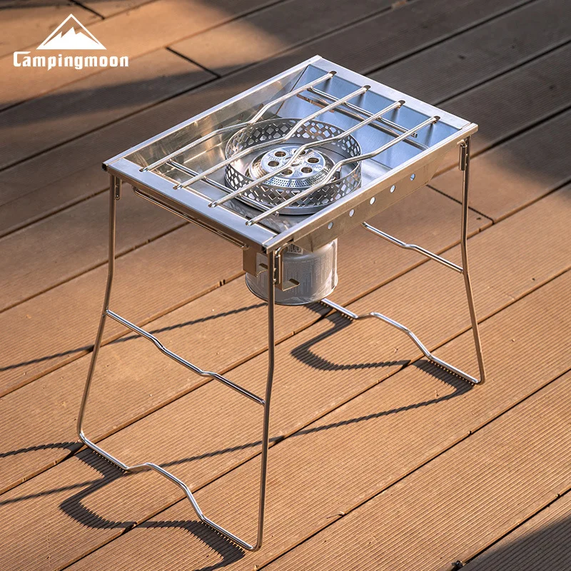 CAMPINGMOON CK-25PG Stainless Steel Korean Style Windproof Furnace Plate Frame for Camping Sinking IGT One Unit