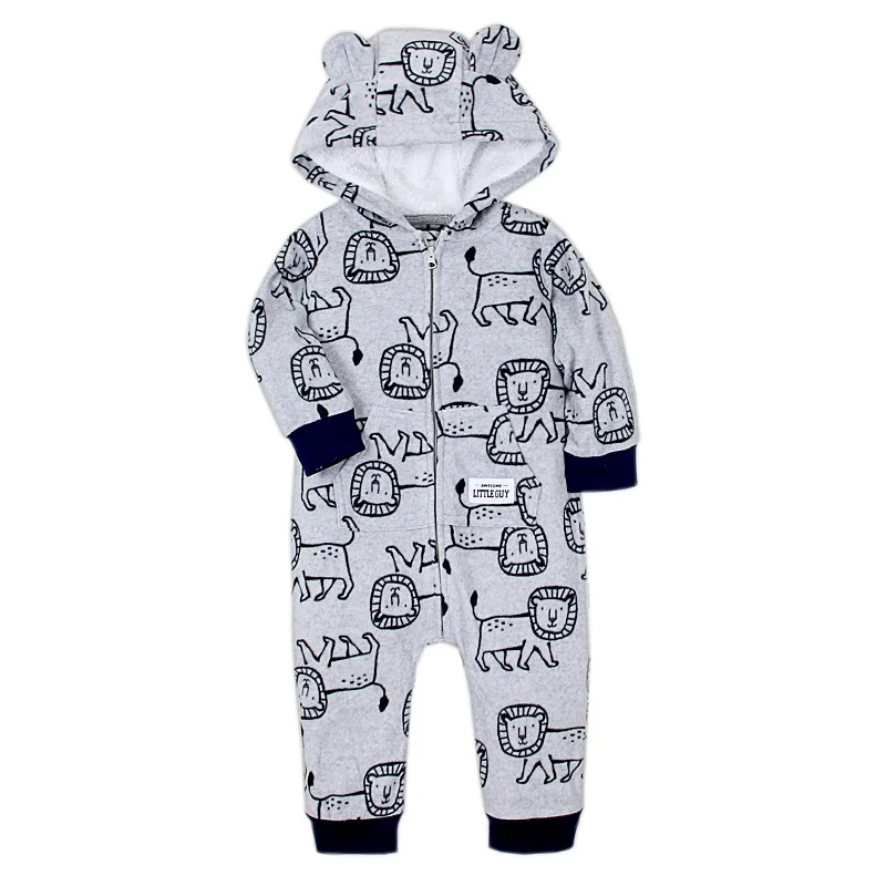 New Born Baby romper 2024 Spring Fall Warm Hooded Floral Cartoon Stripe Fleece Newborn Infant Baby Pajamas Sleepwear Playsuit