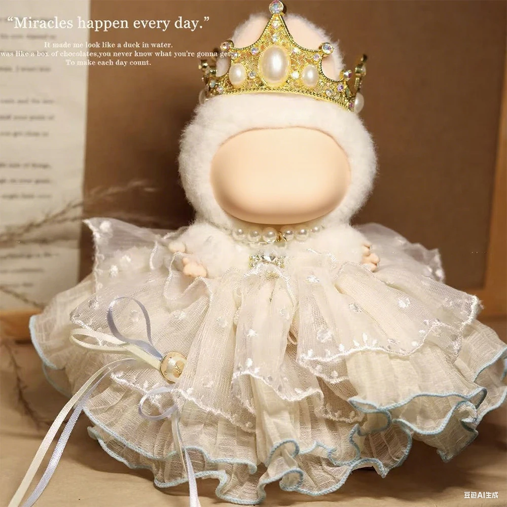 

Кукольная одежда для куклы Labubu 17 см, дизайнерская роскошная одежда принцессы с золотой короной, кукольное платье, игрушечная одежда, аксессуары для куклы