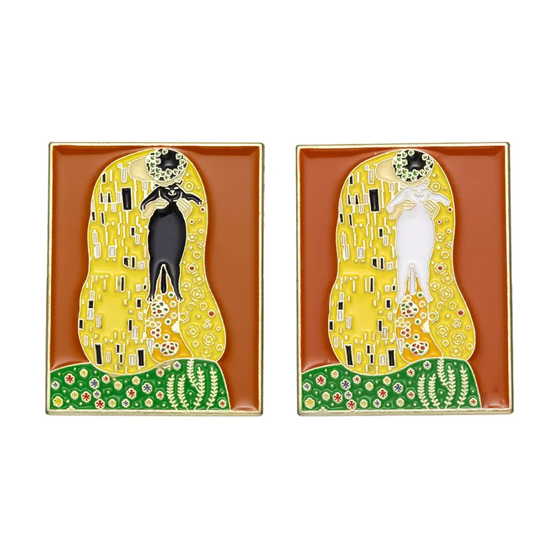 Der Kuss - Gustav Klimt Enamel Pin Representative Decorative Murals Brooch Clothes Lapel Badges Jewelry Gift For Intimate Lovers