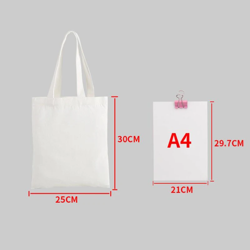 10PCS/Lot Black White Natural Cotton Canvas Bags Shoulder Shopping Bag Tote Bag Handbags Fashion Womens Bags Custom Logo Print