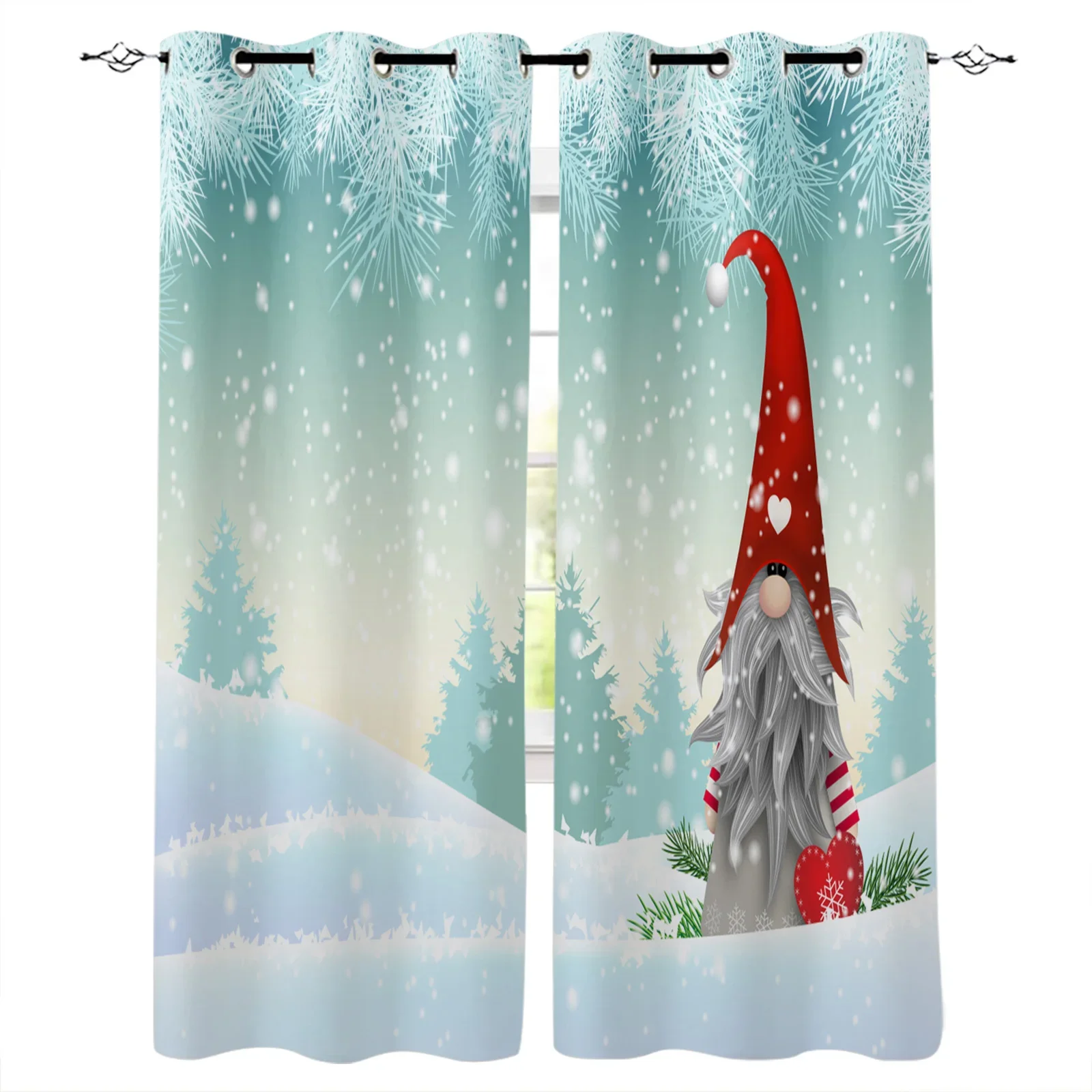 Santa Claus Christmas Decoration Christmas Blackout Curtains 3D Print Window Curtain Bedroom Living Room Decor Window Treatments