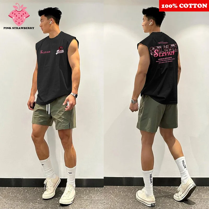 

American Letter Print Vest T-shirt Men Summer 2025 New Basketball Sports Swim Run Shirt sleeveless Vest Quick Dry Y2k Top Men