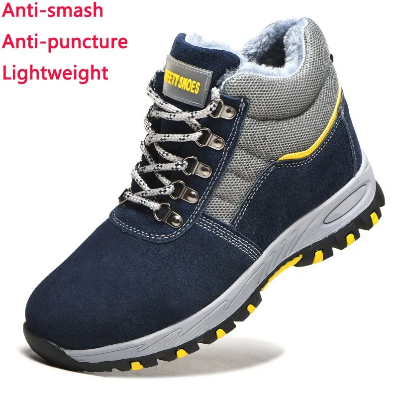 

New Winter Plus Cotton Safety Shoes Men's Anti Smashing And Anti Piercing Anti-skid Work Shoes Zapatos De Seguridad Mujer