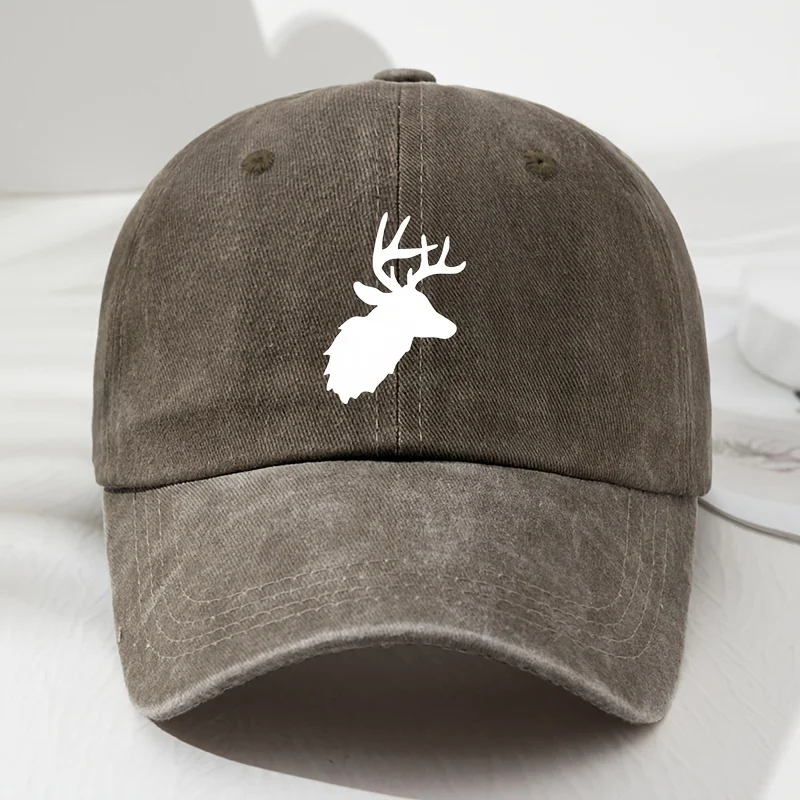 Baseballkappen für Männer und Frauen mit Hirschmusterdruck, Retro-Stil, Outdoor-Freizeitstil, minimalistisches Design