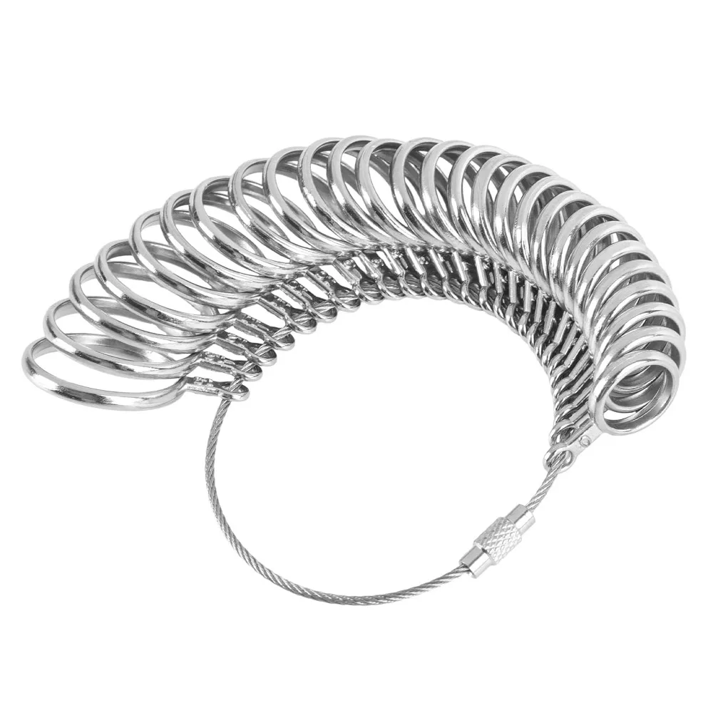 Stainless Steel Sizing Gauge for Finger Rings, 0-13 Sizes Including Half Sizes, 27 Piece Set