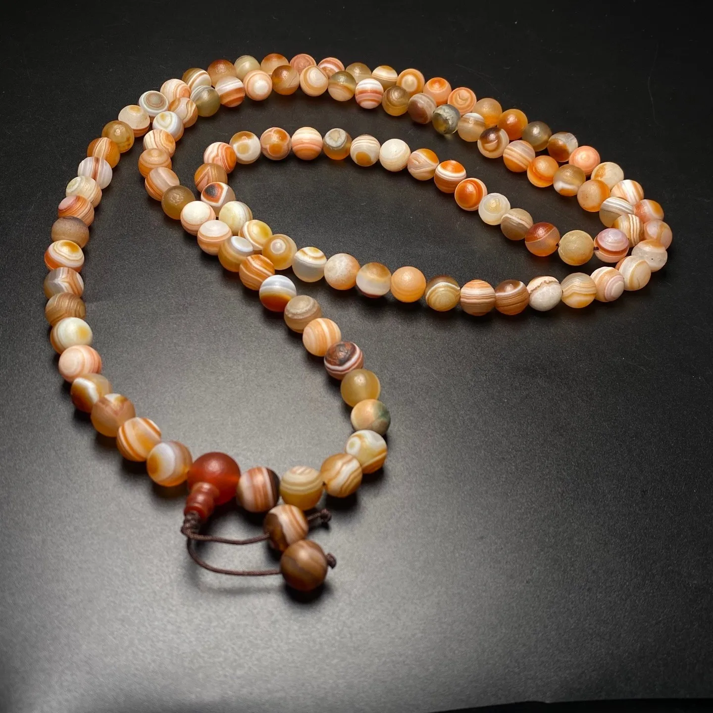 108 Tibetan Buddhism Agate sky Eyes Dzi Bead Prayer Handstring Necklace G034