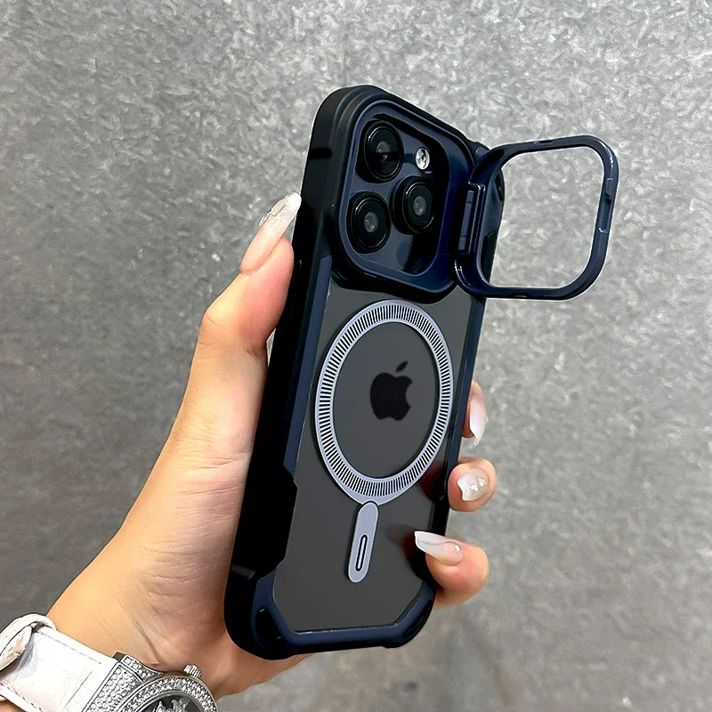 שריון עמיד בפני זעזועים שקוף עבור iphone 16 15 14 13 מקסימום + 16pro 15pro 14Pro עבור כיסוי ספיחה מגנטי מגנטי מגן על