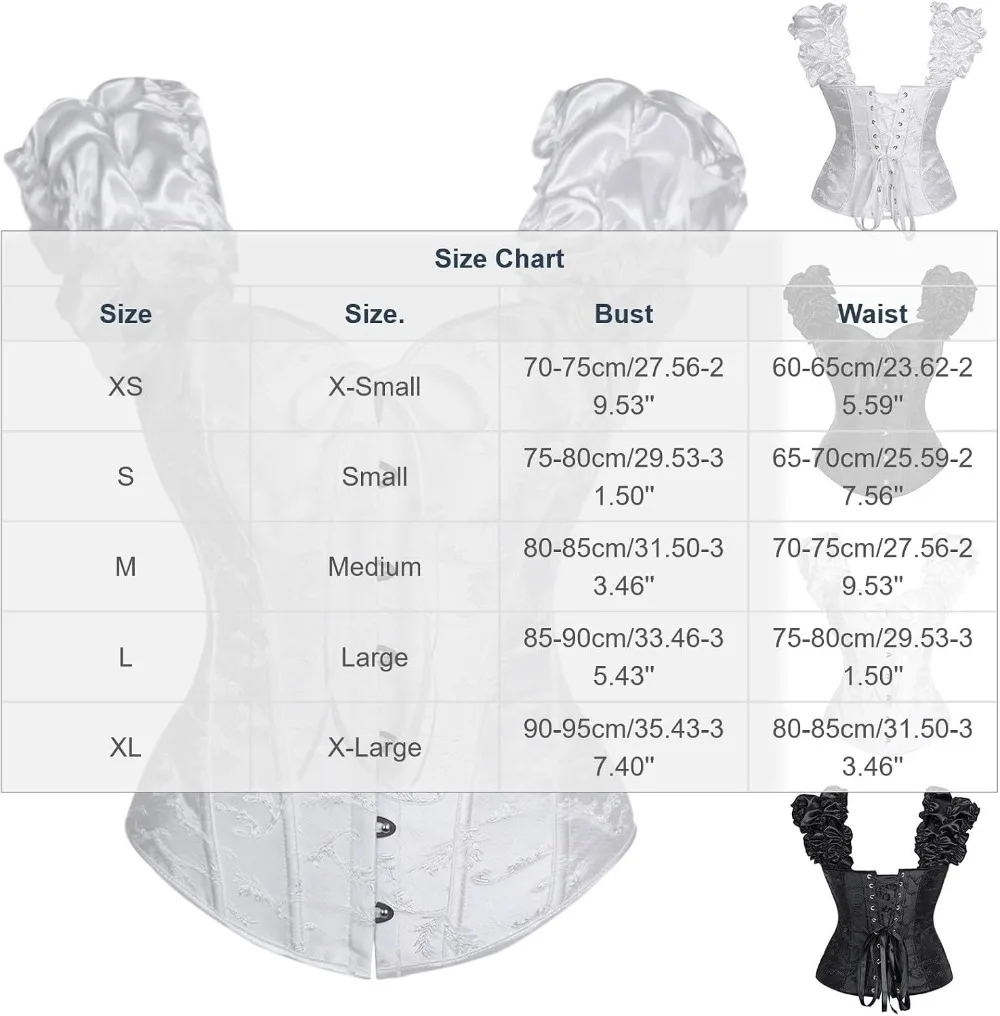 Women's Lace up Gothic Jacquard Corset Shoulder Straps Puff Sleeve Tank Overbust Shaper Bustiers Top Bridal Dress - view 2