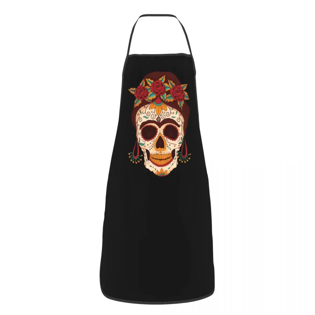 Woman Sugar Skull With Flowers Apron Kitchen Chef Cooking Baking Bib Women Men Day Of The Dead Tablier Cuisine for Painting