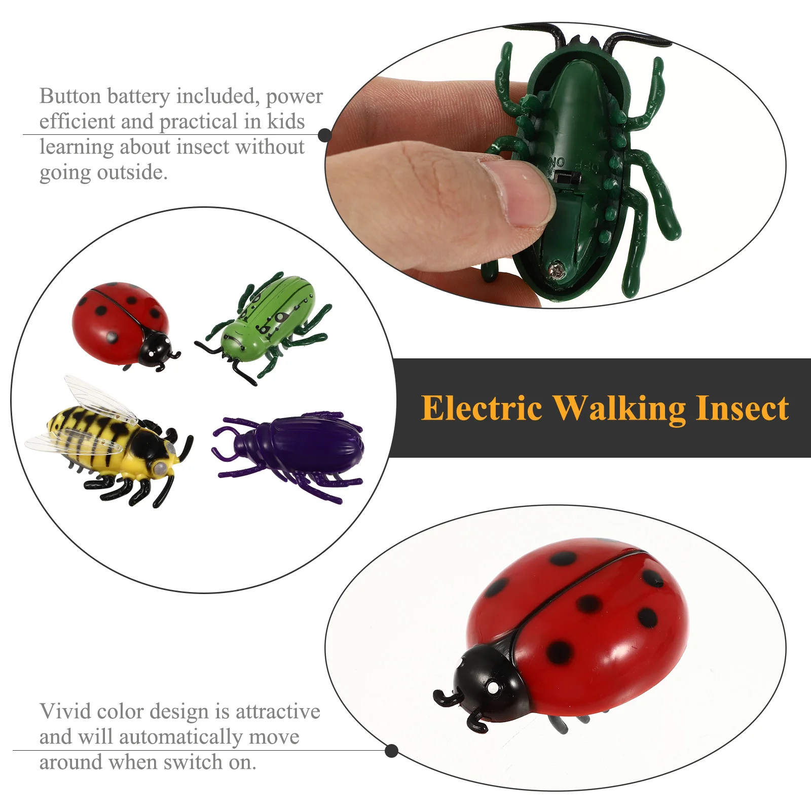 4 Pcs Electric Cicada Toys Automatic Moving Insects Vivid Color Design Powered Kids Cats Toy Spider Exploration