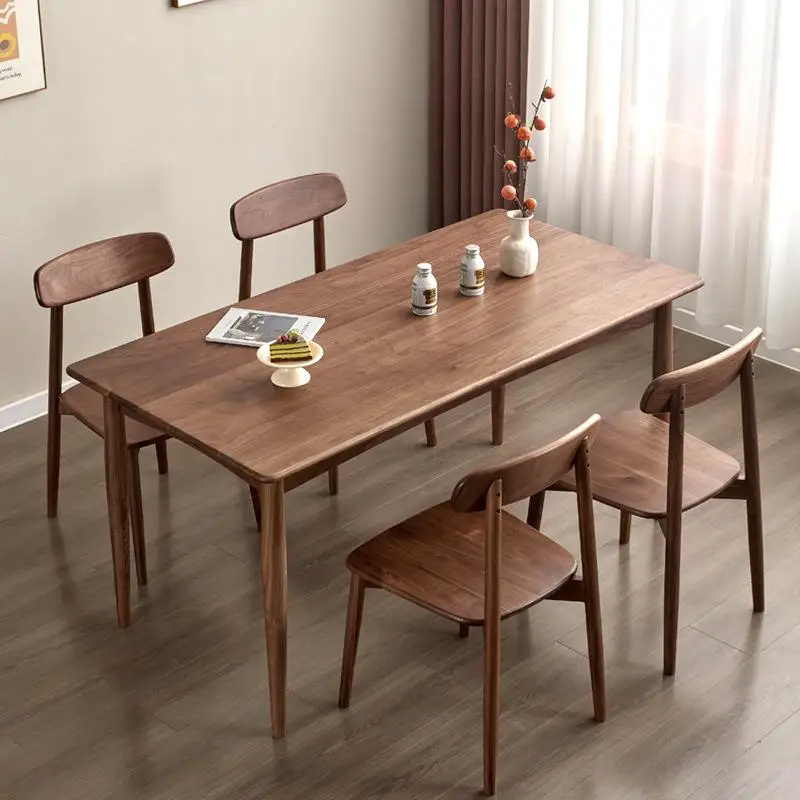 Black walnut dining table and chair combination rectangular small apartment