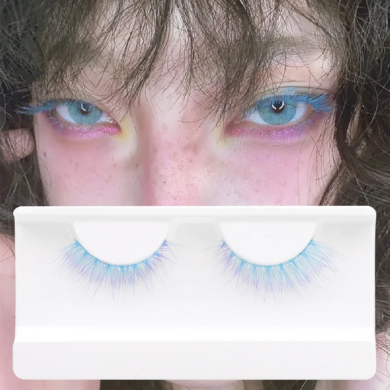 3d colorido sintético cílios postiços gradiente brilhante cílios decorativos 1 par por pacote beleza saúde maquiagem acessórios