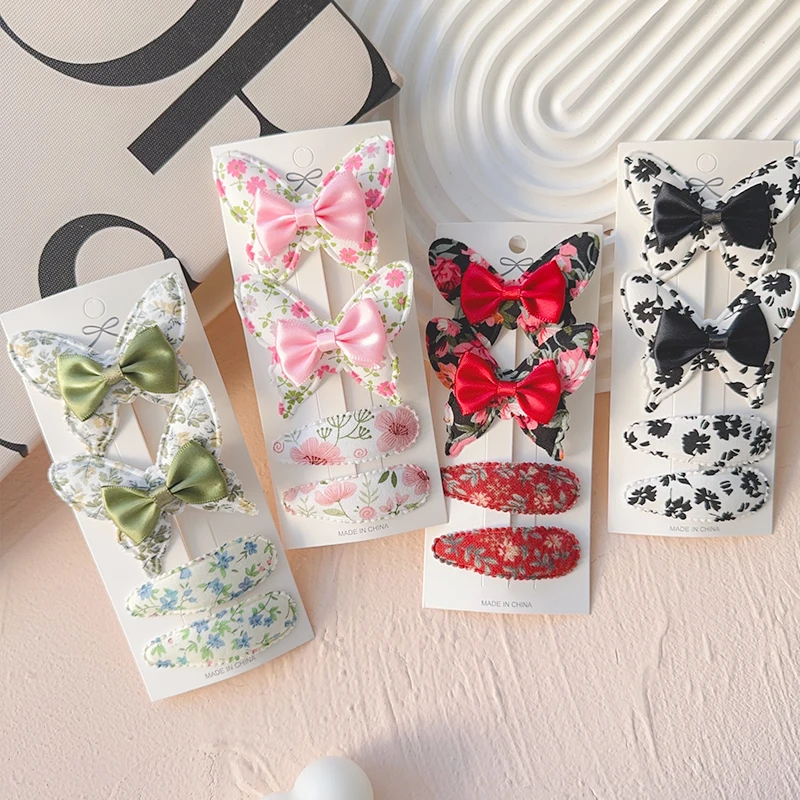 

4PCS/Set New cute print Butterfly Hair Clip and BB Clip Hair Accessories for Baby Handmade Hairpin Barrettes Headwear Kids Gift