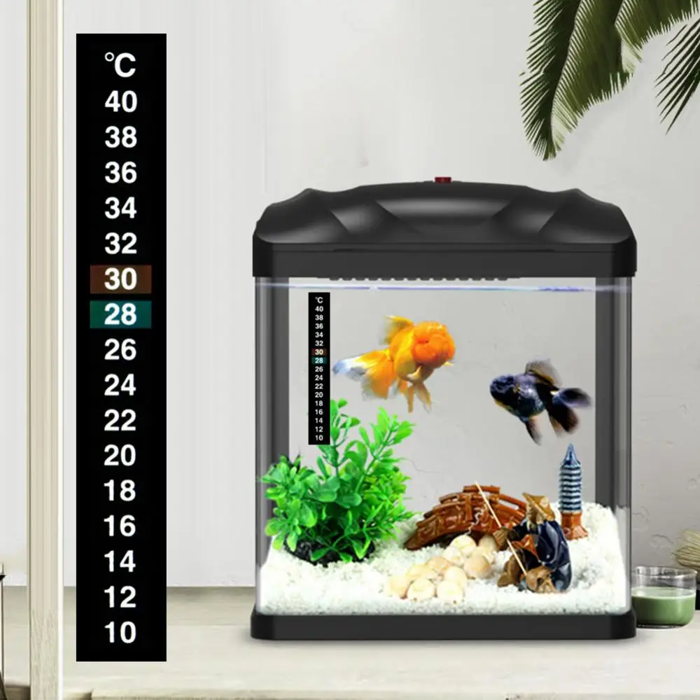 Digital Aquarium Thermometer Stick-on Fish Tank Thermometer Discolor Temperature Measure Sticker Dual Scale Aquarium Supplies