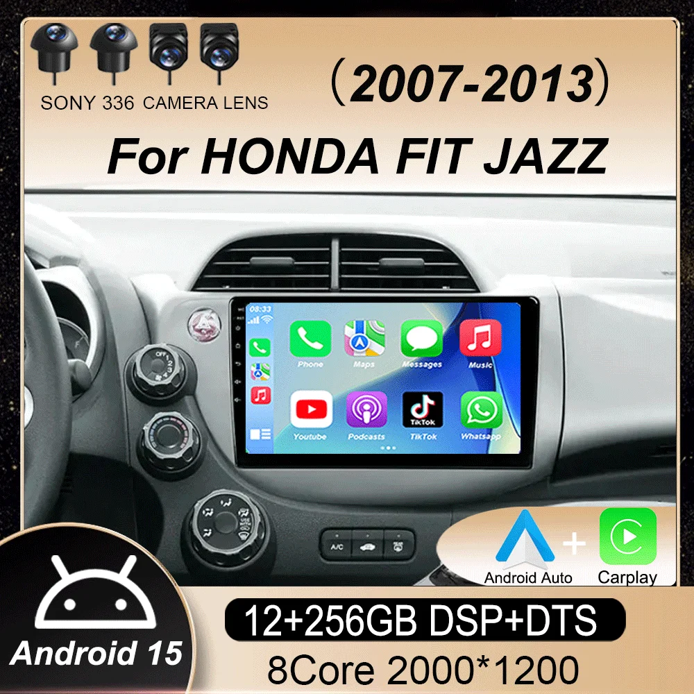 

10"Android 15 Carplay Auto Car Radio For HONDA FIT JAZZ 2007-2013 Multimedia Video Player GPS Navigation 4G+WIFI Head unit 2 Din