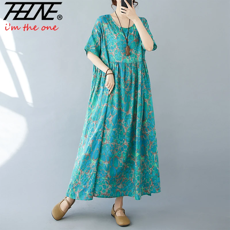 Frauen Kleid plus Größe Maxi lange böhmische Para Mujer Vestidos Femenino Sommer elegante Boho Print Robe Vintage Kleider übergroß