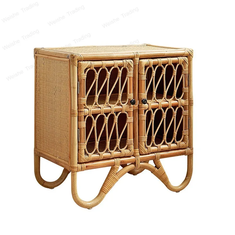 Rattan small cabinet Japanese simple bedside table Side cabinet Style B & B mini children's storage locker