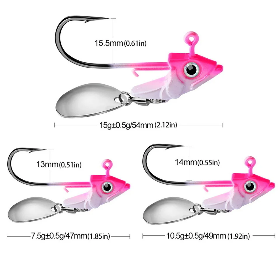 1pc Jig Kopf 7,5g 10,5g 15g Angeln Lockt Sinking Rotierenden Pailletten Metall Löffel Angelhaken Jigging jigs Angelhaken Köder Tackle – Detail 14