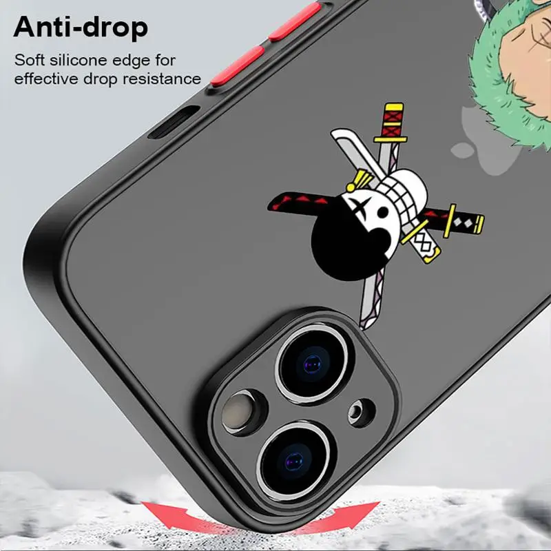 Anime One -Piece Case For Apple iPhone 14 13 15 11 12 Pro 7 XR X XS Max 8 Plus 6 6S SE 2022 14Pro Matte Phone Funda