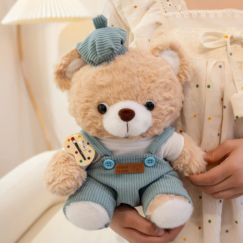 Wholesale With Hats Bear Wear Clothes Plush Toys Overall Fluffy Bunny Soft Stuffed Toys Handmade Cartoon Rabbit Stuffed Animal