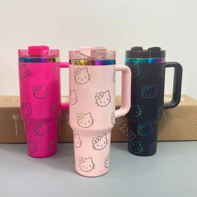 

New Hot Selling 40oz V2 Stainless Steel Insulated Cup Hello Kitty Cartoon Insulated Car Cup Large Capacity Ice Cream Cup Gift