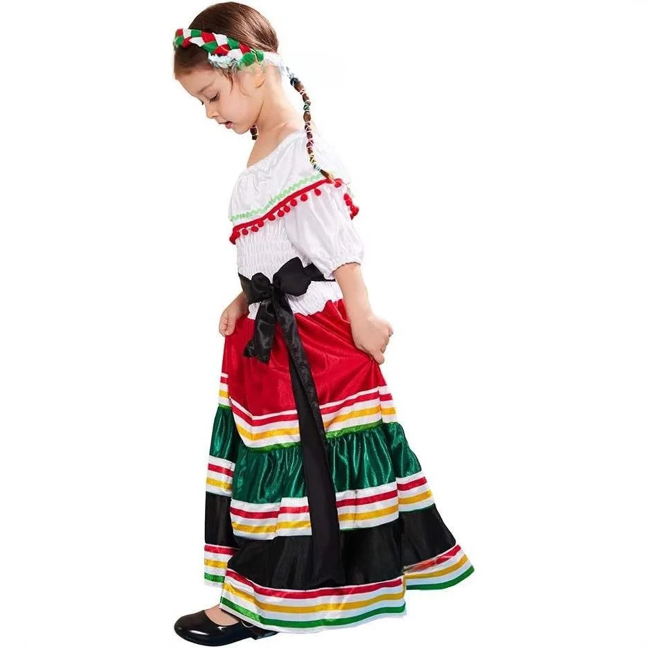 Hot S loween Day Carnival Plang Skirt Ethnic Little Girl Long Dr Par Costume Traditional Nationali Women's Wear