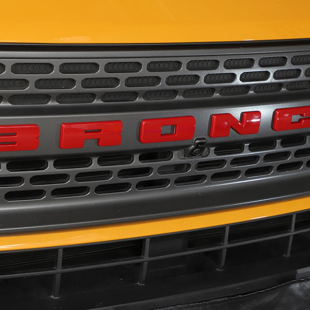 Carro grade dianteira letra emblema decoração capa, guarnição adesivos para Ford Bronco esporte 2021 2022 2023 2024, acessórios exteriores