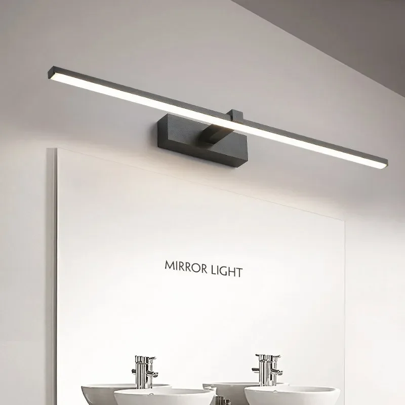 Luzes LED Flat Mirror para Banheiro, Lâmpadas de parede, Impermeável, Branco, Preto, Moderno, Interior, Iluminação, Maquiagem