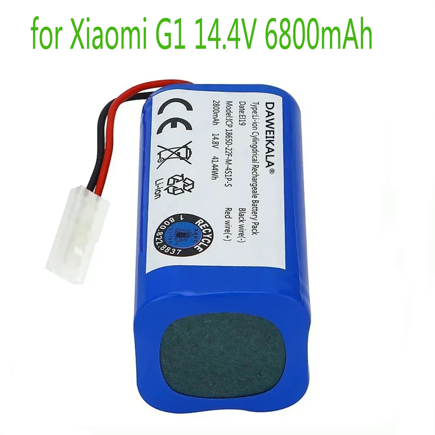 For Xiaomi G1 14.4V  lithium ion 6800mAh battery 4S1P 18650 battery pack suitable Mi Essential MJSTG1 robot vacuum cleaner