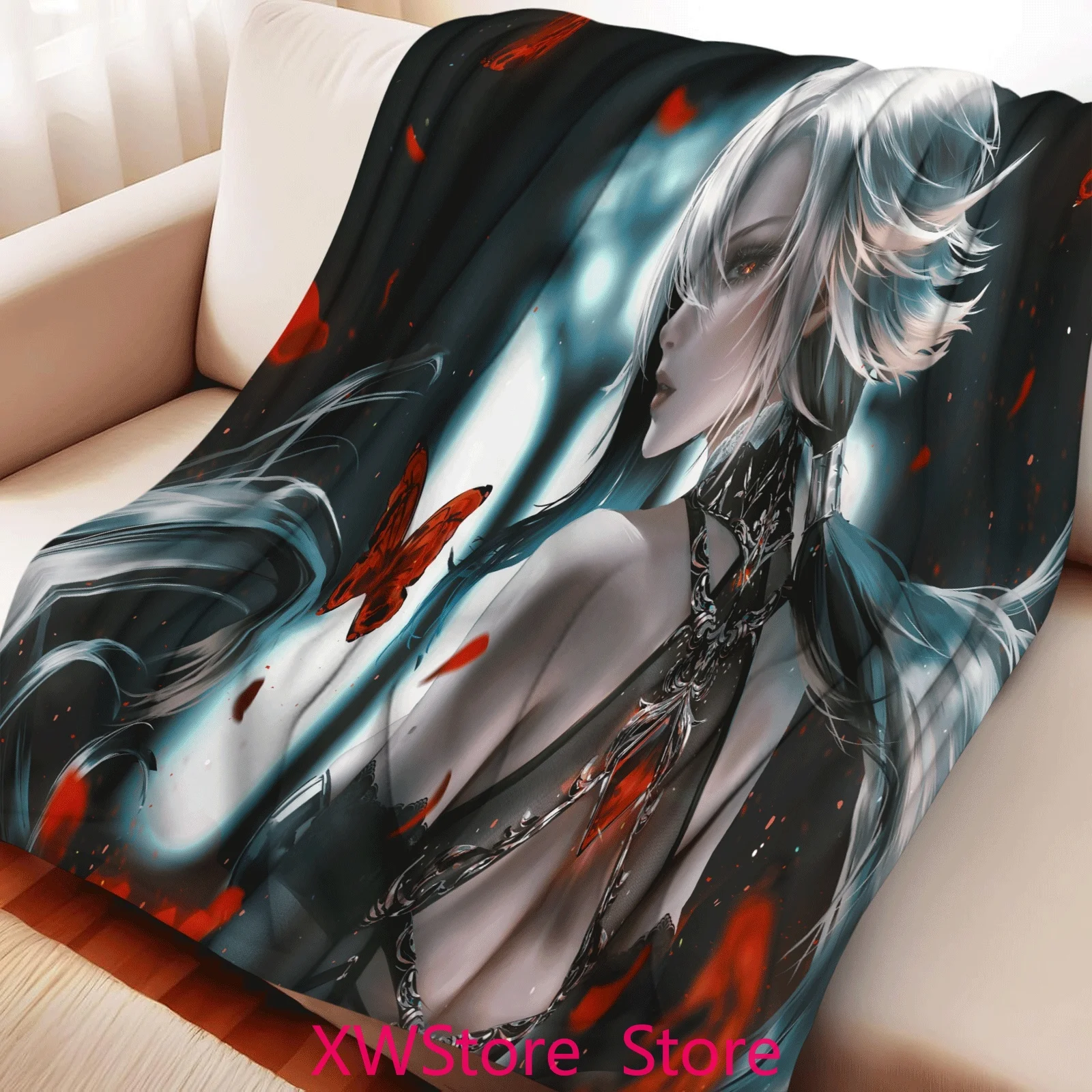 

Guoman Hot Goddess Flannel Blanket Anime Bed Warming Artifact Office Nap Blanket Dormitory Bed Blanket