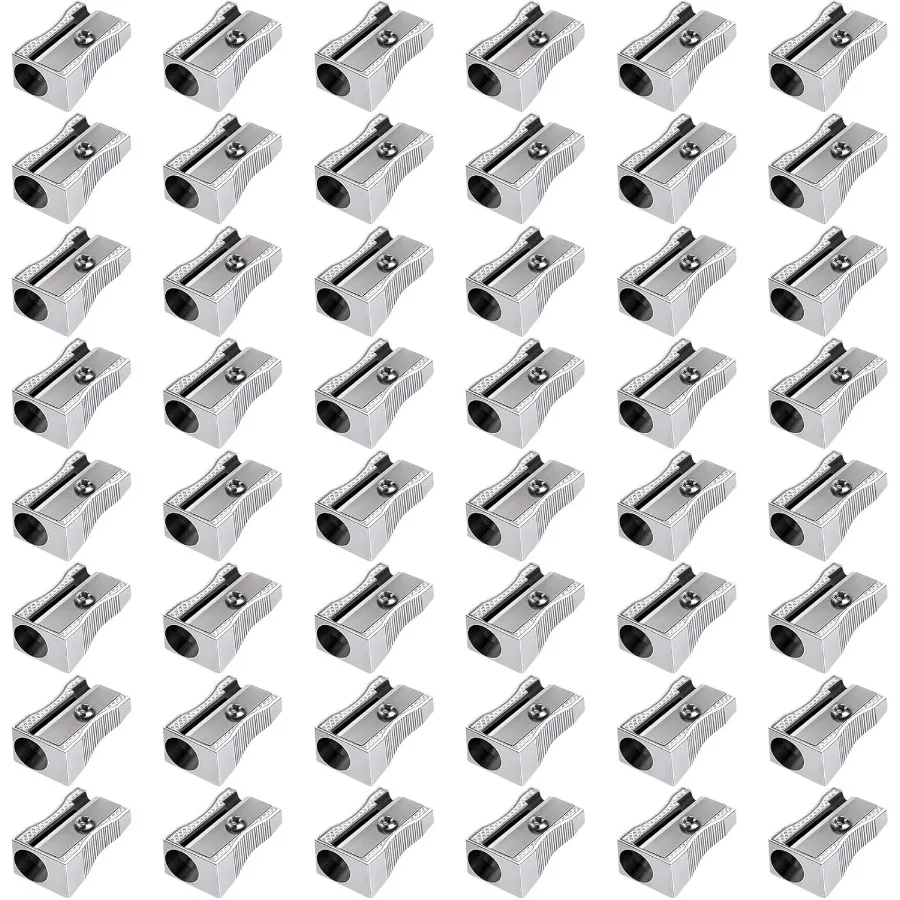 

48 упаковок металлических точилки для карандашей, ручные металлические мини-точилки, ручные точилки для карандашей с одним отверстием, точилка из алюминиевого сплава