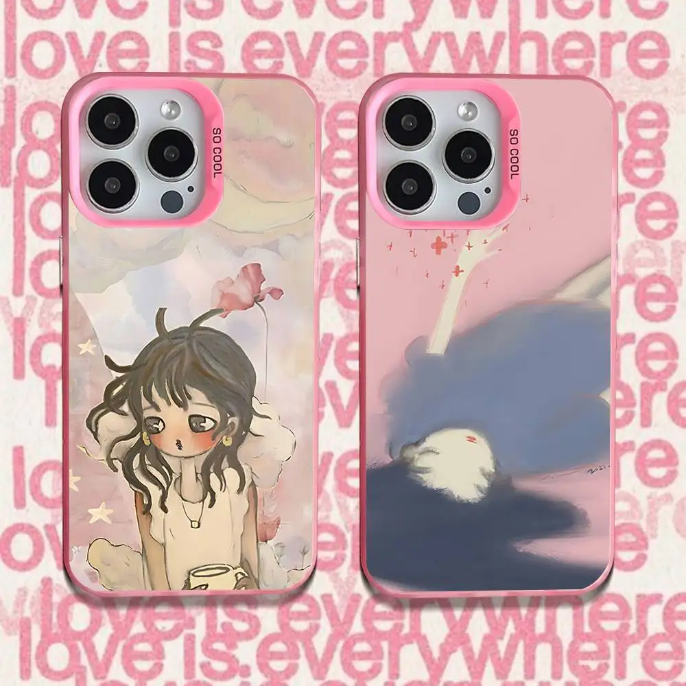 

A-Aya T-Takano ART Phone Case For iPhone 17,16,13,12,11,15,14,Pro,Max,Plus,SE4,Air,Mini Pink IMD Matte cover