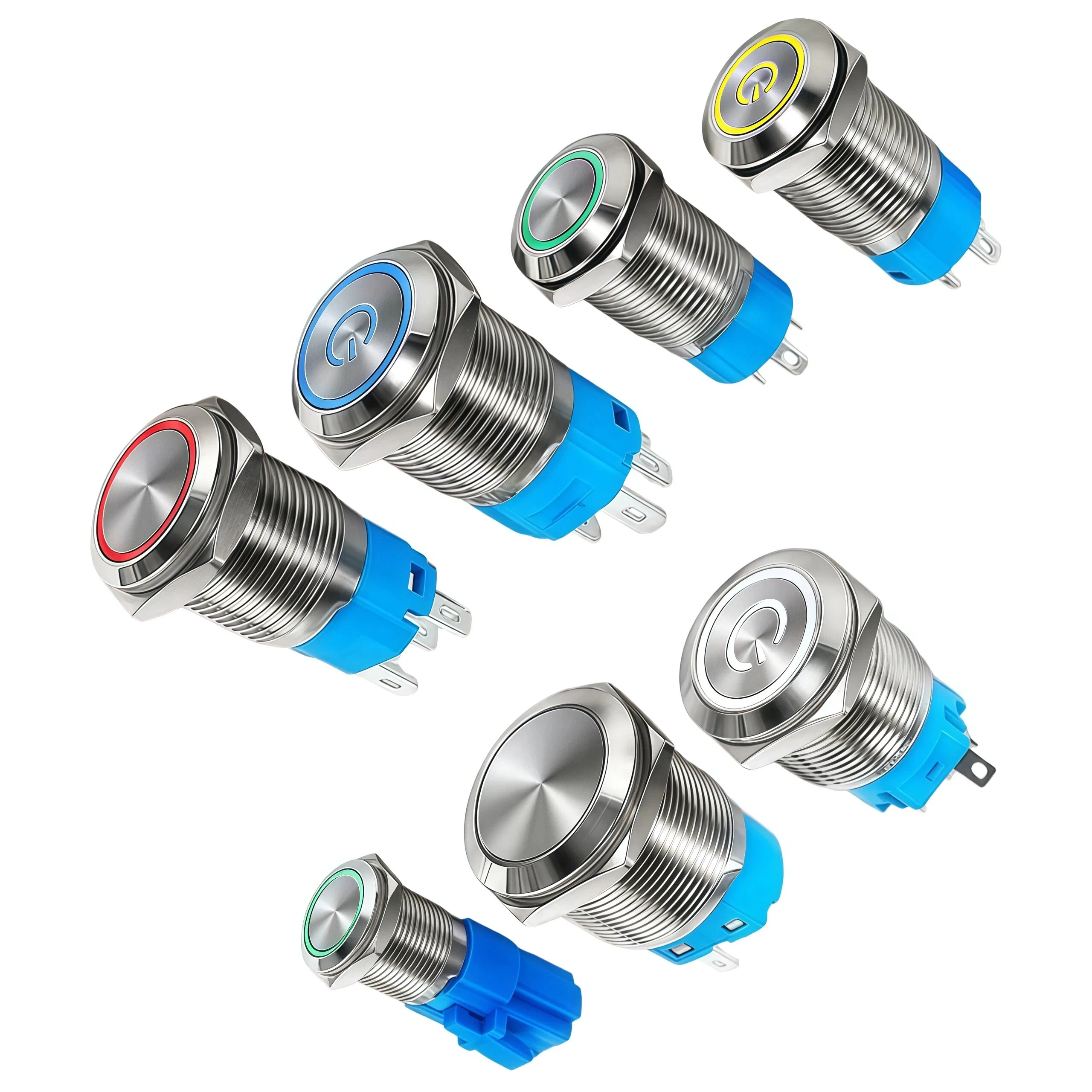 مفتاح زر معدني مقاوم للماء مع ضوء 12/16/19/22 مم زر ضغط تعديل السيارة ذاتي القفل