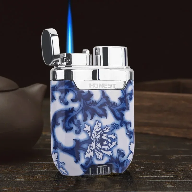 Honest Celadon Lighters for Men, Metal, Electronic Ignition, Jet Lighters, High-End, Windproof Torch, Smoking Gift, New